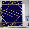 Modern Geometric Shower Curtain Bold Navy Blue Gold Stripes Polyester Fabric 72X84 In For Bathroom Decorations