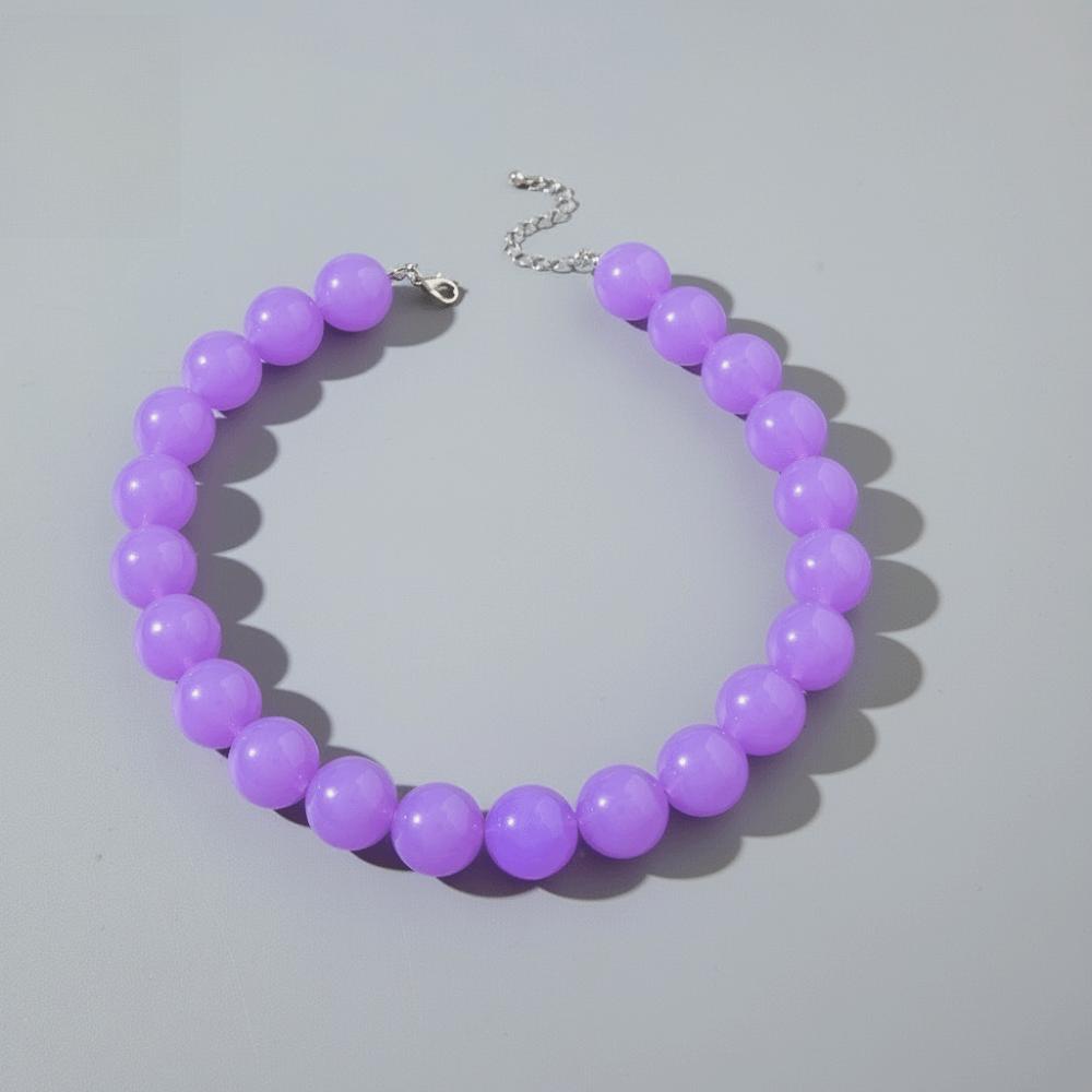 Exaggerated Colourful Choker Elegant Round Necklace Jewelry Bohemia Bead Necklace  Holiday Party фиолетовый