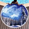 Round Beach Towel,Fantasy Winter Tree Printing Polyester Sand Resistant Beach Blanket,Absorbent Quick Dry Pool Towel Picnic Mat