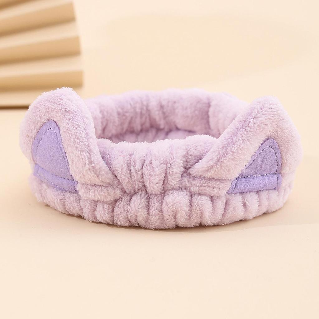 Korean Style Cartoon Cat Ears Coral Fleece Non-Slip Hair Tie Headband for Women