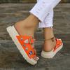 Women's Oversized Slippers New European and American Belt Buckle Willow Nail Flat Slippers Outerwear Open-toe Flip Sandals