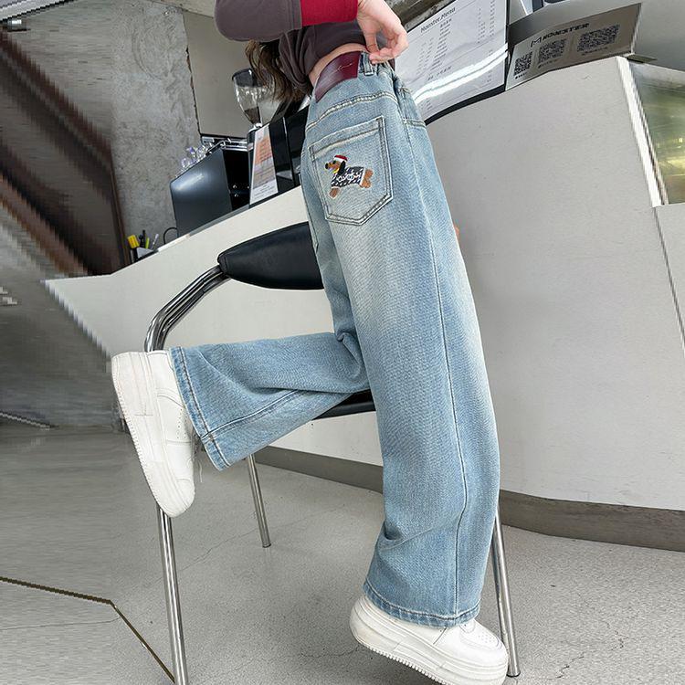 

Свободные джинсы с широкими штанинами для девочек - модные детские брюки весна/осень 2025 170 cm синий