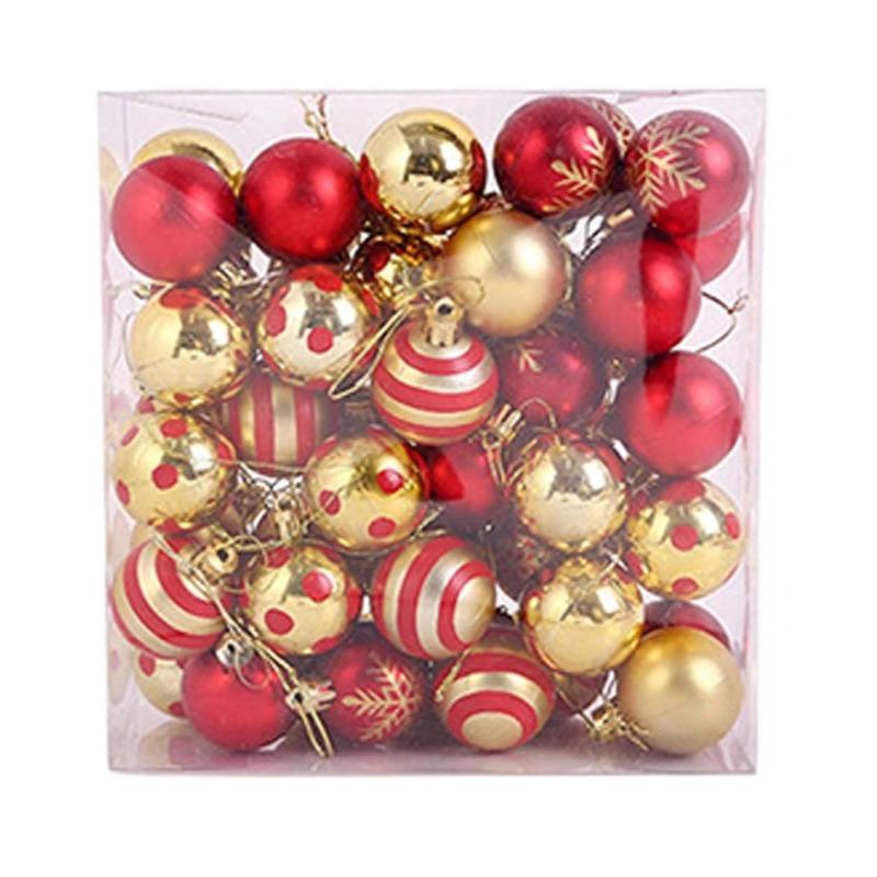 Christmas Ball 4cm Christmas 50 European Christmas Tree Ornaments Pendant Plastic Ball Snowflake Charm