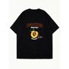 Übergroßes T-Shirt Schwarz Peaches Records Grafikdruck Mit Pfirsich Und Textdesign Für Freizeitkleidung Und Streetstyle