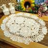 Dining Placemat Decoration Retro Oval Hand Crochet Cotton Lace Doilies