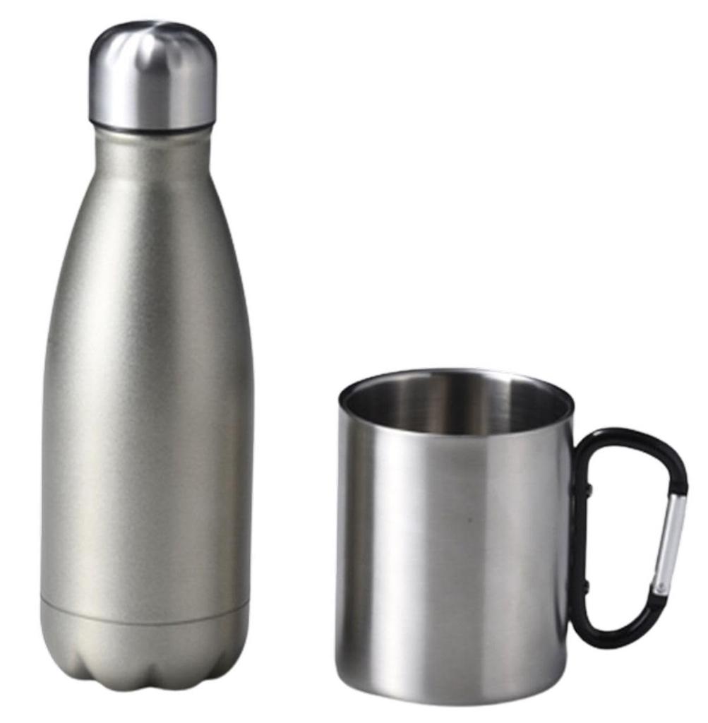 Select Water Bottle Set Stainless Steel PET Bottle Double Layer Mug Double Layer Set Bottle Mug 350ml J-kitchens (Vacuum Structure) & (Hollow