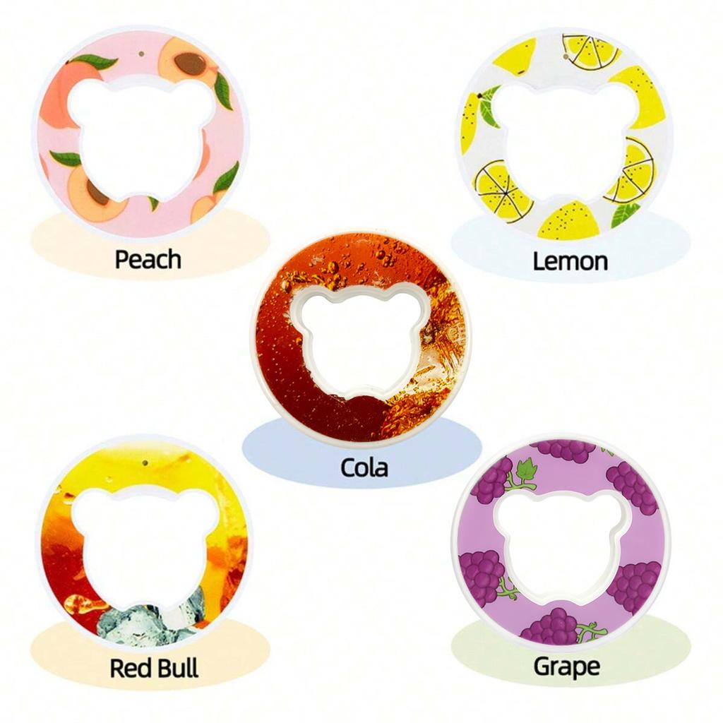 3/5/7PC Bear Shape Fruit Drink Flavor Pod Creative 0 Sugar 0 Calorie Flavor Ring For Plastic Water Bottles Sports Water Cups Too