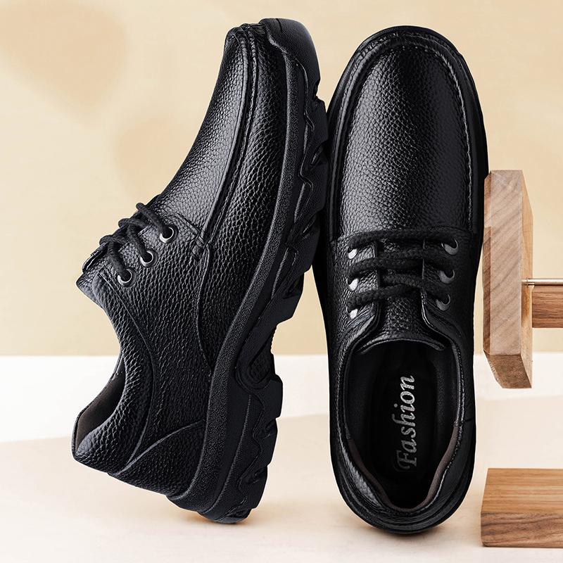 Big Size 36 - 51 Men's Leather Shoes Breathable Mesh/Winter Warm Lining Anti - Collision Toe Non - Slip Casual Business Footwear