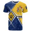 Barbados Flag Map Coat‑of‑Arms 3D Print Short‑Sleeve Streetwear T‑Shirt