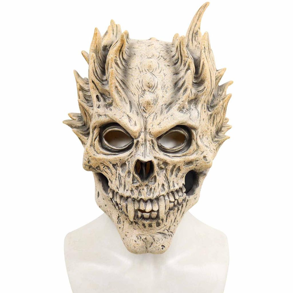 Halloween Skull Horror Mask Latex Warrior Death Demon Skull Headgear Festival Props