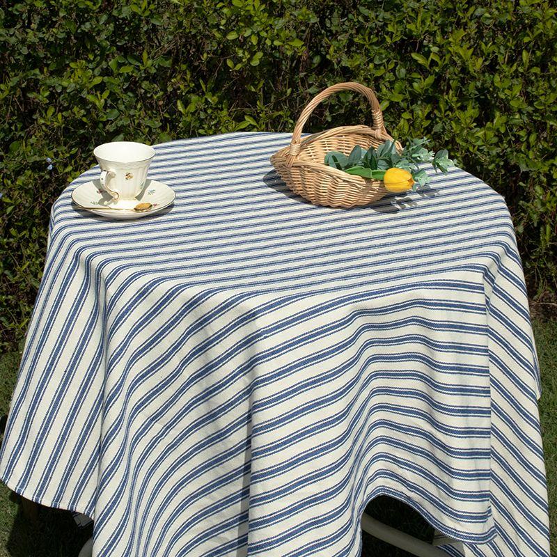 

Japanese Style Minimalist Stripes Tablecloth Blue Ins Style Coffee Table Fabric Craft Fresh Rectangular Tablecloth round Table Seat Cloth Blue Stripe 100*160cm high quality cotton]