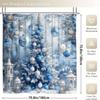 4Pcs Bathroom Shower Curtain Set Christmas Tree Snowflake Print Bathroom Curtain With 12 Hooks Non Slip Rugs Toilet Cover Mat Bathroom Partition