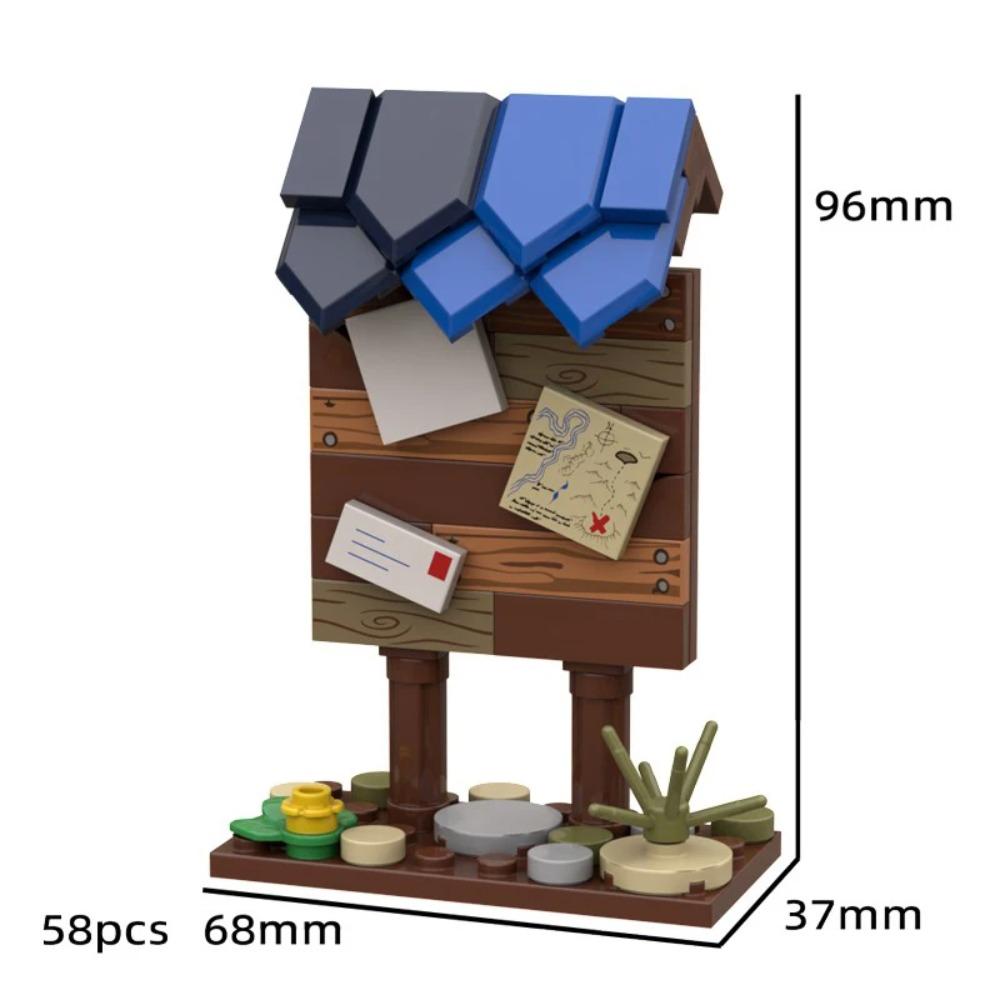 MOC Notice Board Building Blocks Bee Farm Fountain Bonfire Stove Medieval Town Street View Water Wall Bridge Road Sign Brick Toy