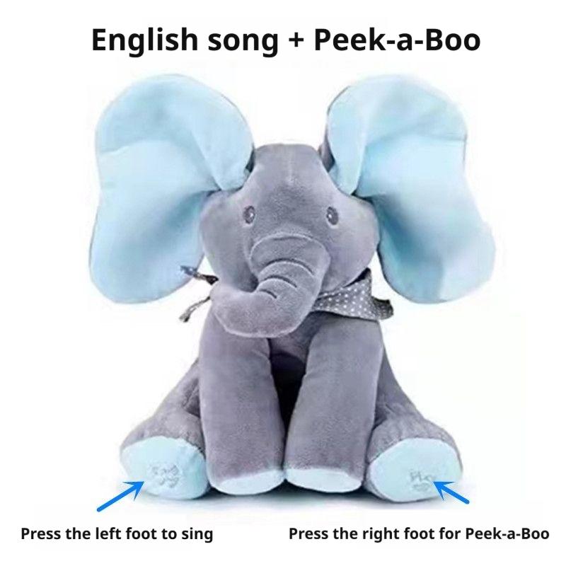 Hide-And-Seek Elephant Plush Toy Flapping Ears With Cheerful Songs Elephant Soft Soothing Babies Toys Christmas Gift