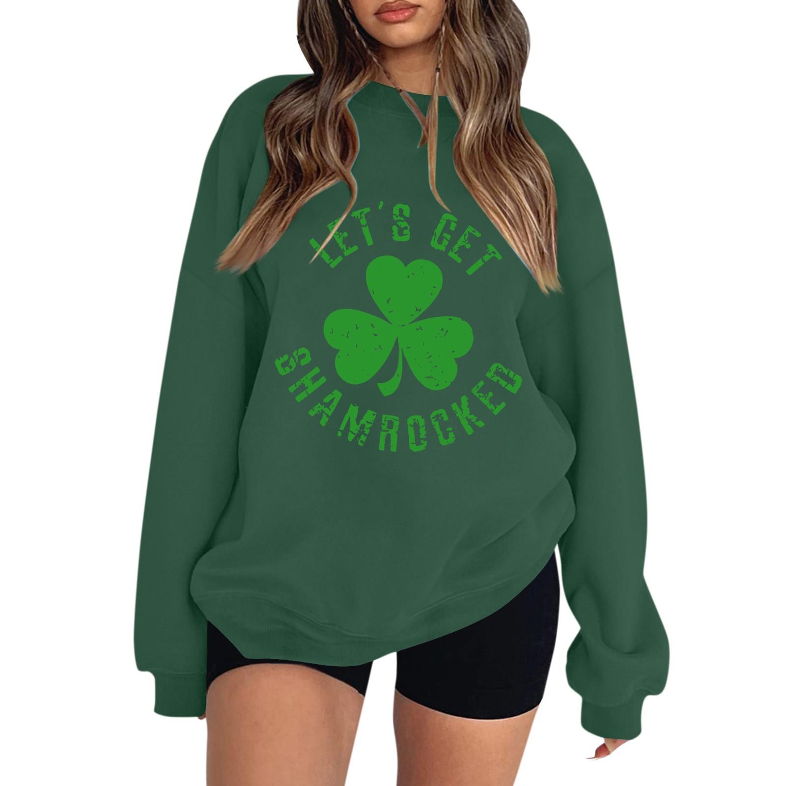 Женская повседневная мода ко Дню святого Валентина с принтом, длинным рукавом, круглым вырезом, толстовки, пуловеры, топы L армия зеленый