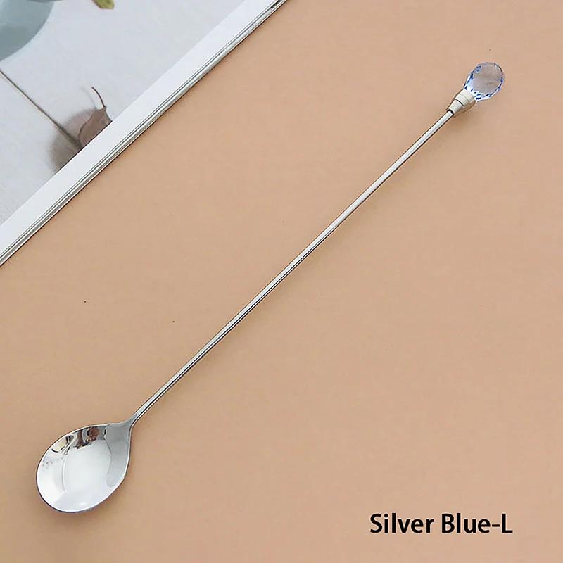 1 Stück Kristalllöffel-Set Langer Griff Teelöffel 430 Edelstahl Diamant Eis Löffel Perfekt für Dessert Eis Kaffee Cocktail