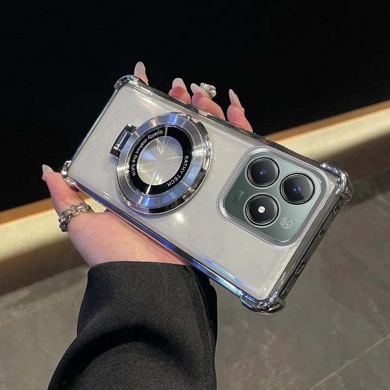 

For Moto G84 Case Luxury Plating Stand Shockproof Clear Case For Motorola G05 G10 G20 G30 G52 G53 G54 G82 G86 E05 Cover G84