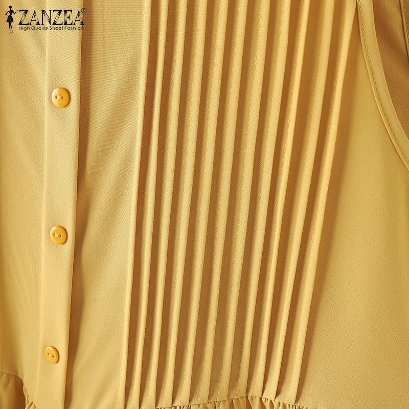 ZANZEA Женское повседневное платье в полоску без рукавов с U-образным вырезом — фото 12