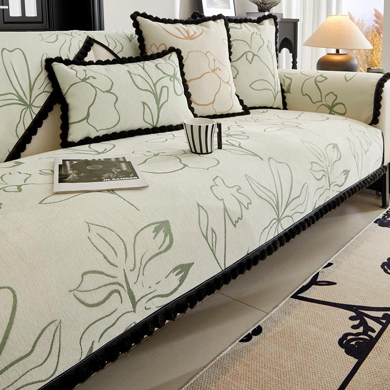 Light Luxury Sofa Cushion New Four Seasons Universal Chenille Straight Row Cushion Non-slip Sofa Cover Cover Cloth
