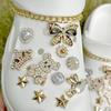 24PCS Luxury Design Shoe Charms Set Accessories for Clogs Shoe Buckle Gold Plated Bear Rhinestone Bow Chain DIY Shoes Decoration