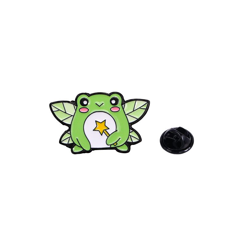 1pc Cartoon creative silly and cute little frog brooch jewelry creative green leaf frog shape drip oil badge