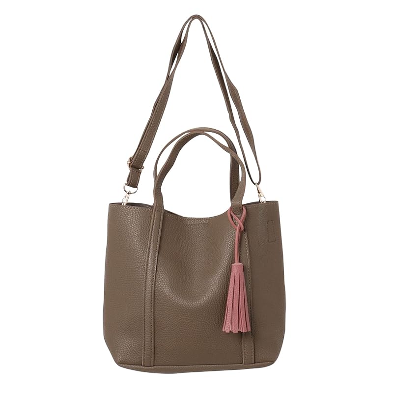 

[ANTIC RAG] brown A5 compatible 2way bag ladies color matching tassel tote bag shoulder bag commuting bag office bag bag bag on hand Shoulder bag