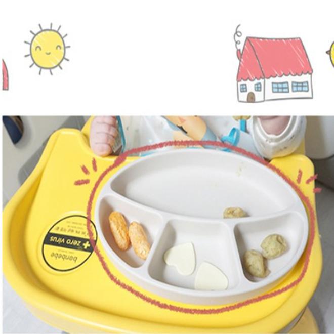 (Vyrobeno v Koreji) Modrá Mama silikonová dětská přísavka, krémová barva