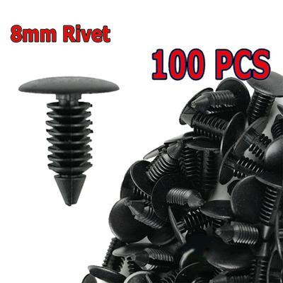 100 Pcs Car Modification Surround Retainer Bumper 8mm Hole Size Auto Push Pin Rivets Set Push Bumper Fastener