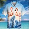 Men's Flamingo  3D Print Shirt Button Up Shirt Casual Shirt Summer Shirt Short Sleeve Daily Vacation Clothing