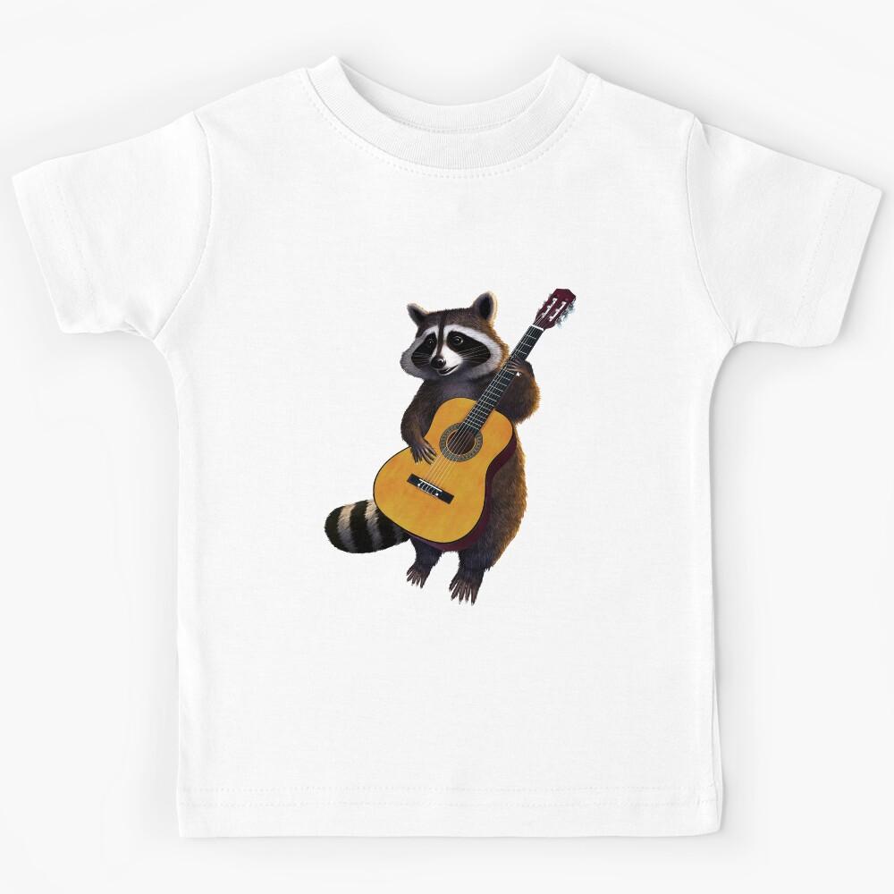 Cute Raccoon Playing Guitar | Raccoon playing guitar gif | Raccoon Kids T-Shirt 170