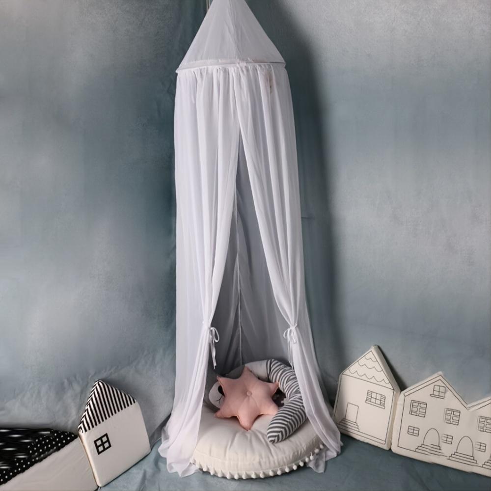 New Children's Solid Color Dreamy Hanging Mosquito Net Tent Summer Baby Chiffon Lightweight Breathable Bed Curtain