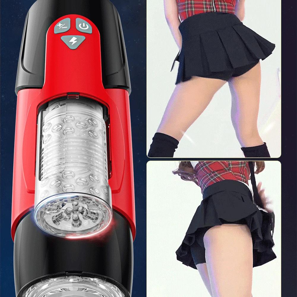 Teleskopická automatická rotace mužského masturbátoru Masturbace vagíny pro dospělé Sexuální hračky pro muže Pohár na pístové masturbátory