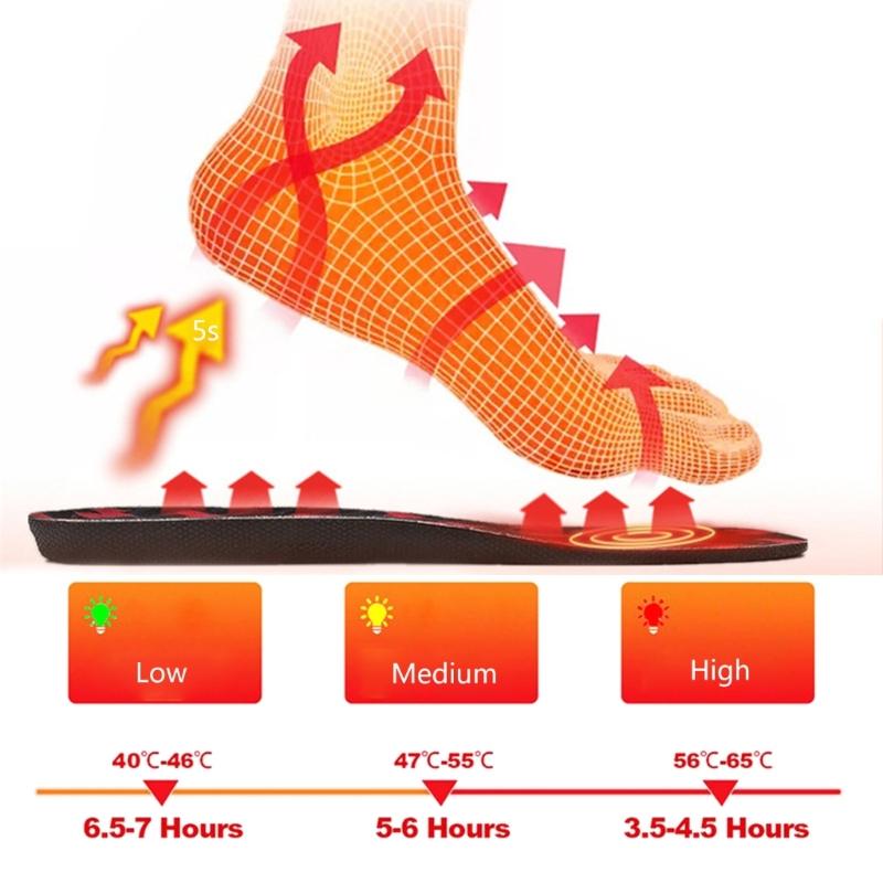 Heated Insoles Electric USB Rechargeable Foot Warmer Winter Warm Insoles Feet Heater Shoe Insoles Thermal Soles Washable