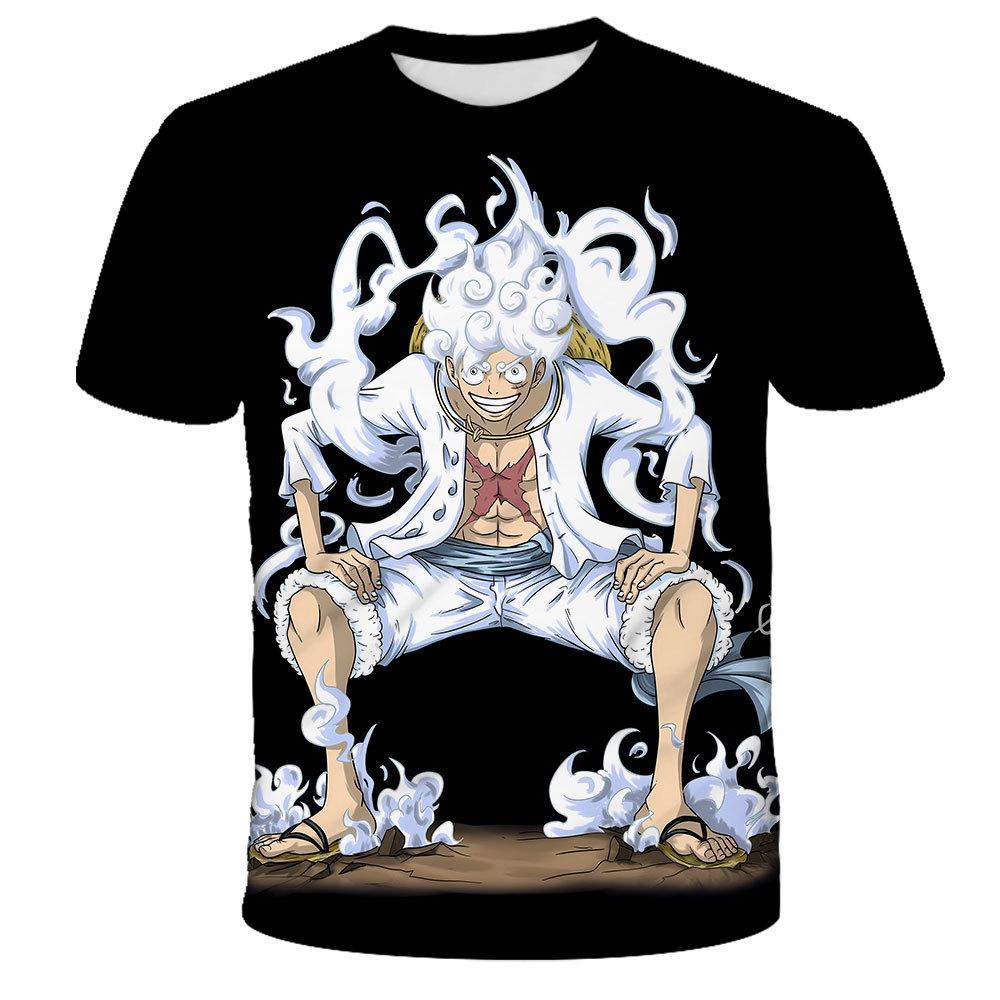3D Printed Anime Luffy Short Sleeve T-shirt for Boys
