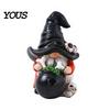Weather Resistant Gnome Sculptures Halloween Witch Hat Figurine, Mini Wizard Resin Figurines Statue, Dwarf Sculpture Ornament for Indoor Outdoor
