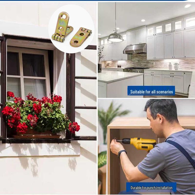 8-Piece 64mm Retro Colored Plating Foldable Cabinet Hinges for Wooden Box Furniture