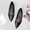 Damen Lederschuhe Übergröße 33-43 Einfarbig Basic Style All Match Schwarze Arbeitsschuhe Flockleder Spitzschuh