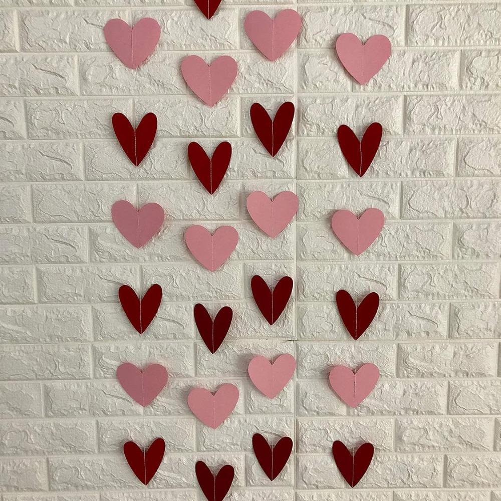 8pcs Heart Streamers Garland Red Pink Valentines Day Decoration Hanging Hearts Valentines Day Banner Hanging Valentines Garland