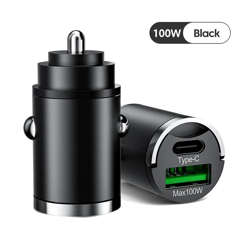 New 100W Car Charger Lighter PD Fast Charging For IPhone QC3.0 Mini USB Type C Mini Car Phone Charger For Samsung Huawei 2025