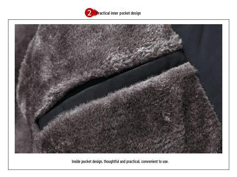 Woodpecker Men's Plus Velvet Thickened Winter Jacket - Warm Cotton Outerwear for Middle-Aged and Elderly