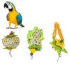 3pcs Bird Chewing Toys Natural Parrot Shredder Toy Set with Bells Rattan Ball for Budgies African Grey Parrot Cockatiels