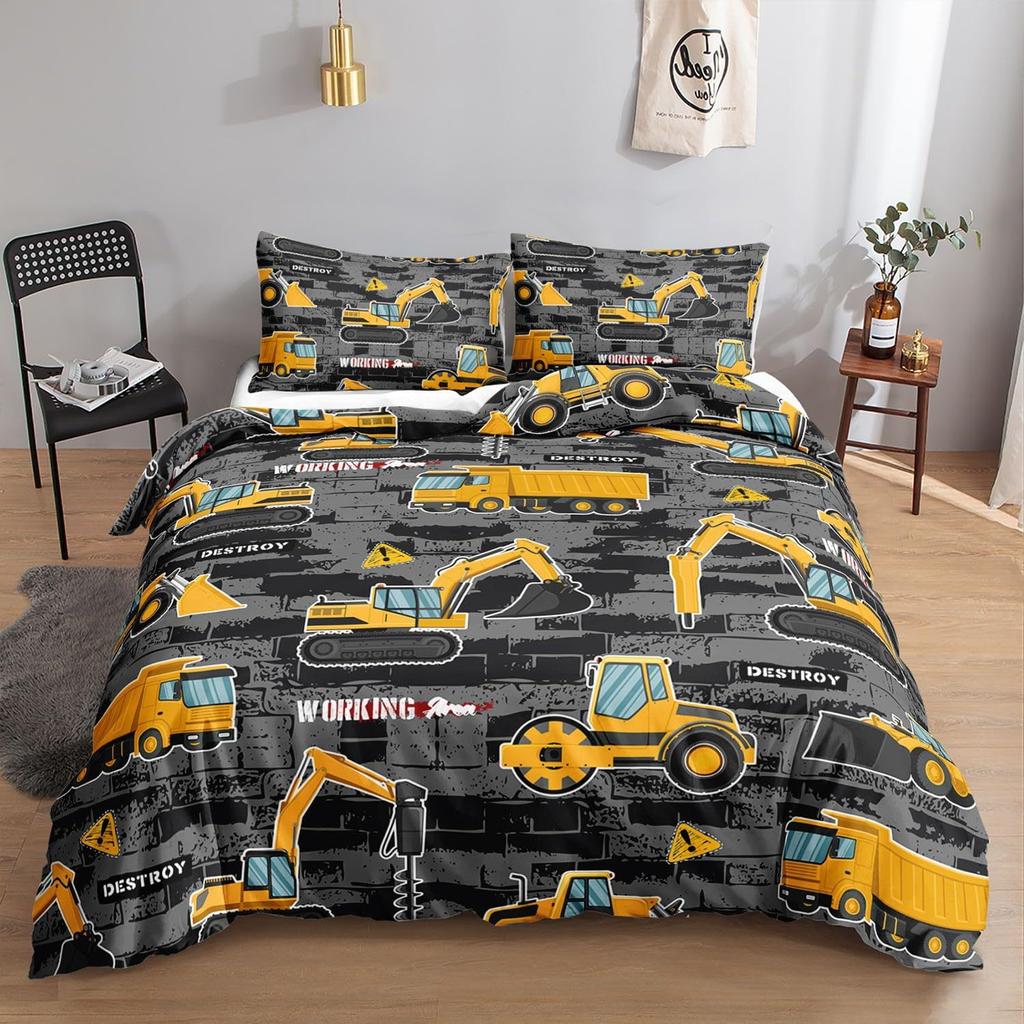 3D Digitaldruck Schleifbettwäsche Dreiteiliges Set, Kinder Cartoon Bettlaken Bettbezug Kissen