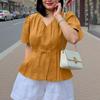 ZANZEA Women Casual V-Neck Summer Short Sleeve Blouse