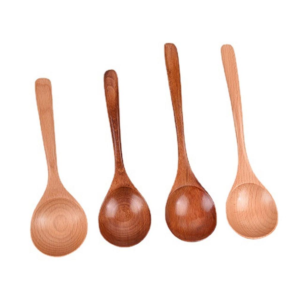 Japanese Style Wooden Soup Spoon With Long Handle Kitchen Utensil Practical Tableware For Home Dining Outdoor Use