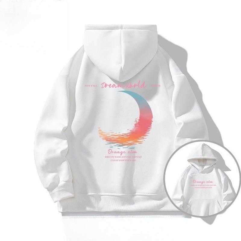 2025 New Fashion Art Trend Moon Print Men's and Women's Autumn and Winter Hoodies Loose Large Size Thermal Tops