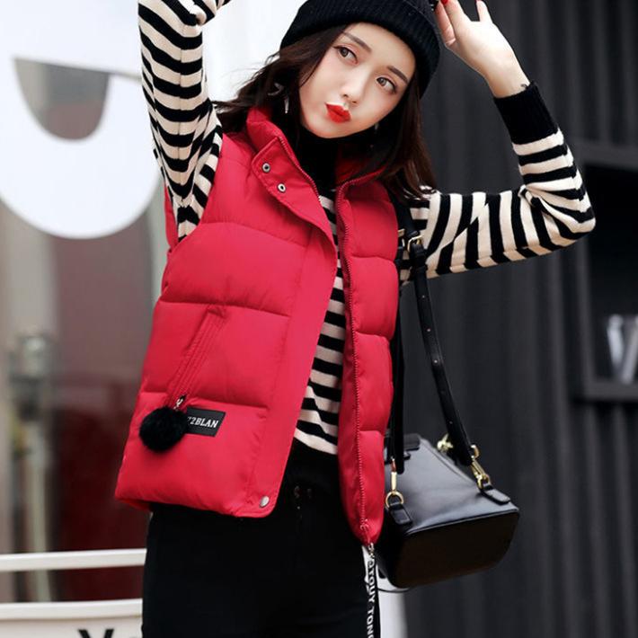 Herbst Winter Große Größe Kurze Baumwolle Weste Mäntel Weibliche Student Koreanische Version Jugend Verdickt Gepolsterte Jacke Weste