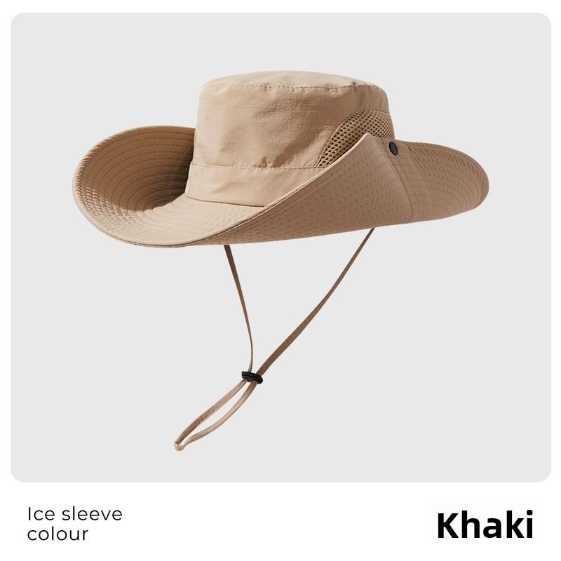 Chapeau seau Chapeau de randonnée Protection UV Chapeau de soleil Chapeau d'extérieur pour l'escalade et la pêche Chapeau de cowboy Chapeau à large bord kaki