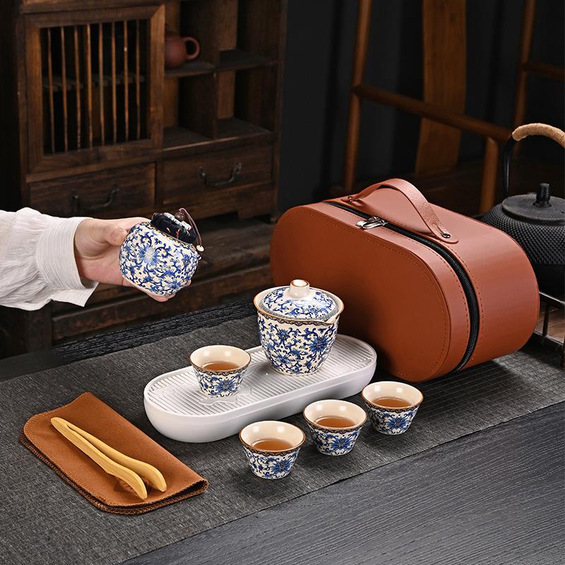 Travel Tea Set, Convenient Ceramic Express Cup, a Pot of 3 Cups, Company Business Activities Souvenir