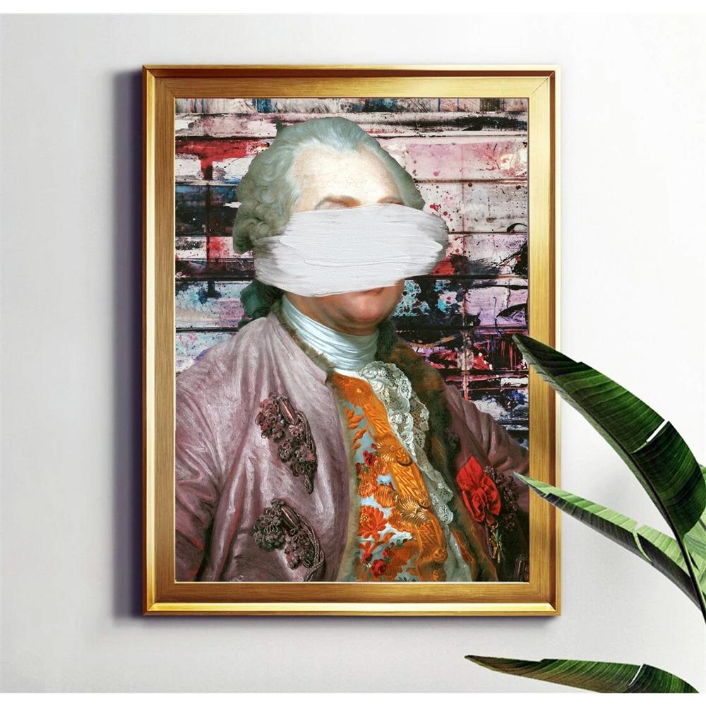 Fuuny Bubblegum Woman Portrait Prints Quirky Feminist Print Canvas Painting Altered Renaissance Portrait Art Canvas Painting