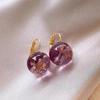 Purple Zircon Alloy Earrings With Ceramic Post Semi-Transparent Design Minimalist Chic Drop Women